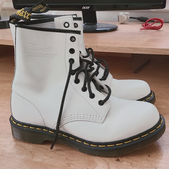 white glossy doc martens